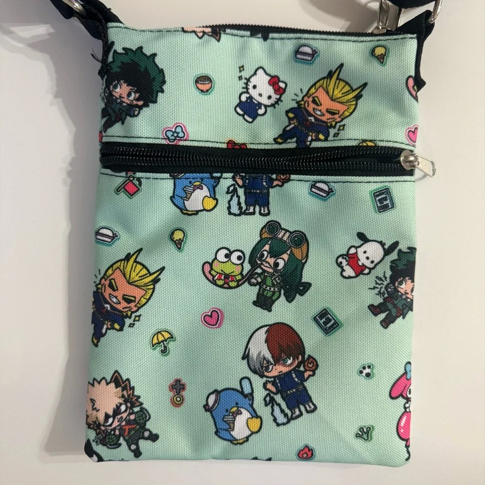 Bioworld My Hero Academia x Hello Kitty Sanrio Passport Crossbody Bag Mint